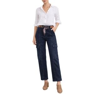 DRIFTWOOD Annabel Wide‎ Leg Cargo Jeans Dark Wash Size 31